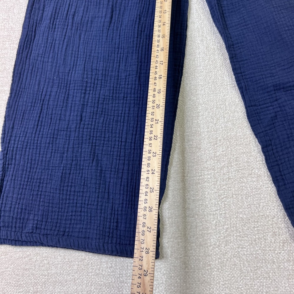 100% Cotton Boho Festival Barrel Gauze Wide Leg Drawstring Pant Blue Size L - Picture 7 of 8